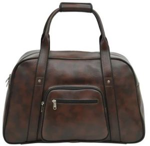 Leather Printed Matrix Brown Duffle Bag