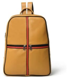 Plain Mustard Leather Laptop Backpack 40.5X31.5X10 Cms