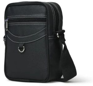 Stylish Black Leather Sling Bag 22 X 6 X 16 Cm