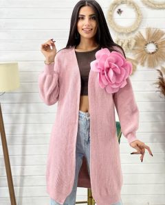 Ladies Pink Fancy Long Coat