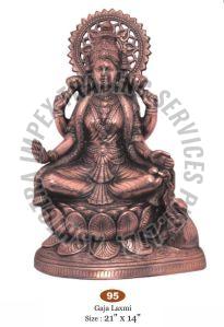 Polished Brass Gaja Laxmi Statue For Worship, Temple