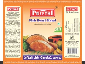 Preethi Blended Fish Roast Masala, Form : Powder, Certification : FSSAI, Packaging Type : Plastic Packet