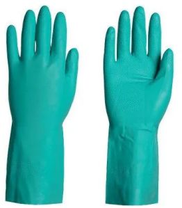 Green Nitrile Chemical Resistant Glove, Length : 10-15 Inches