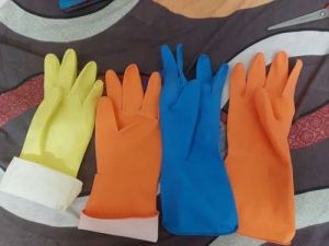 Yellow, Orange And Blue Leefist Hand Care Industrial Rubber Glove