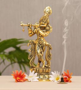 Polished Metal Radha Krishna Idol, Color : Gold Plated, Gold For Home