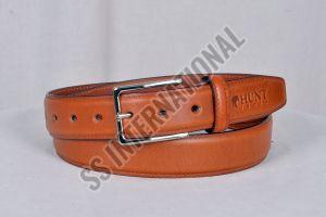 Mens Tan Plain Leather Belt, Buckle Material : Alloy