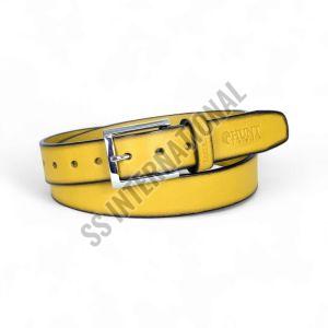 Mens Yellow Casual Wear Leather Belt, Buckle Material : Alloy