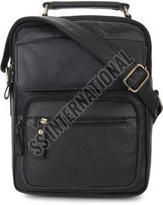 N-585 Blk Leather Sling Bags, Closure Type : Zipper