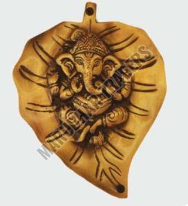 Brass Leaf Ganesha Wall Plate For Interior Decor