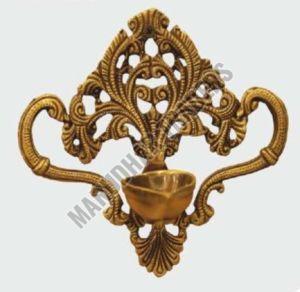 Polished Brass Peacock Wall Diya Modern For Home Decor, Pooja