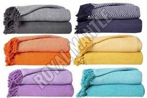 Plain Cotton Knitted Throw Standard For Sofa, Bed