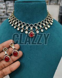 Imitation Kundan Polki Necklace Set, Packaging Type : Velvet Box