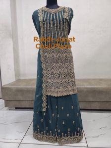 Ladies Georgette Sharara Suit With Dupatta