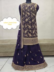 Ladies Purple Sharara Suit with Dupatta