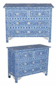 Blue Flower Design 4 Drawer Chest