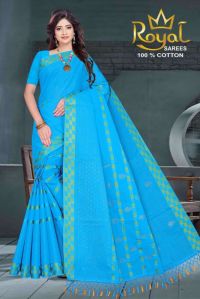 Pragati Sky Blue Cotton Saree