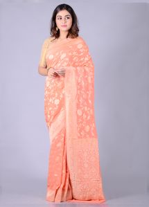 Peach Khaddi Georgette Banarasi Saree