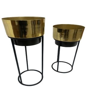 BLACK STAND WITH GOLD-BLACK POT