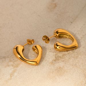 1 Pair Vintage Style Simple Style Classic Style Heart Shape Stainless Steel 18K Gold Plated Ear Stud