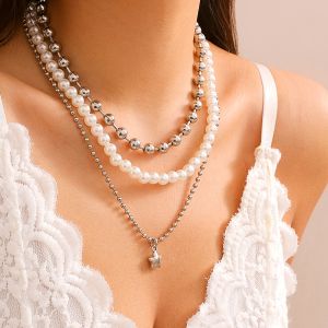 Vacation Round Star Imitation Pearl Alloy Iron Women's Pendant Necklace