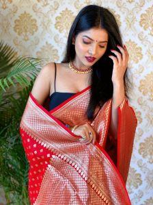 1100-B Red Zari Silk Sarees