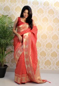 1100-D Red Zari Silk Sarees