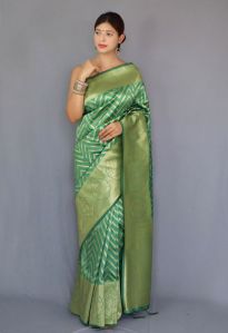 1100-H Light Green Zari Silk Sarees