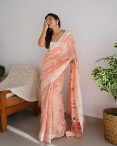 Peach Lakhnavi Sarees