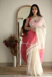 Pink & White Lillian Saree