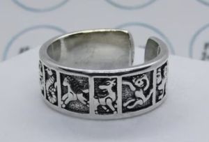 Mens Zodiac Silver Adjustable Ring