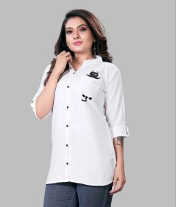 Ladies White Casual Shirt