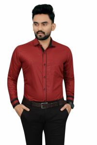 Mens Red Stylish Cotton Shirts