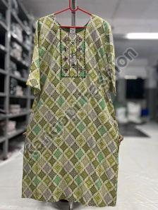 Ladies Printed Cotton Straight Kurti