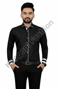 Mens Black Stylish Cotton Shirts