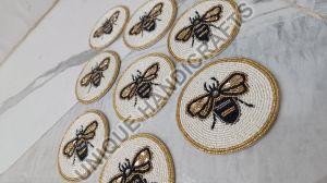 Round Polished Cotton Beaded Coasters Of Bugs, For Decoration Use, Hotel Use, Tableware, Size : 4×4