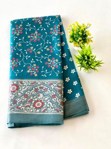 Floral Silk Kalamkari Saree with blouse piece
