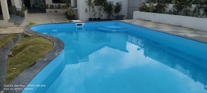 Swimming Pool Construction with Blue Liner.