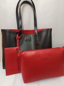 Vegan Leather Ladies Tote Bag With Inner Pocket & Inned Pouch