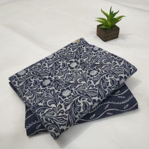 Blue Printed Cotton Dress Material