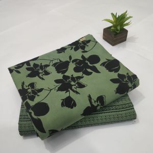 Green Casual Wear Printed Cotton Dress Material