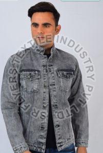 Mens Denim Round Neck Jacket