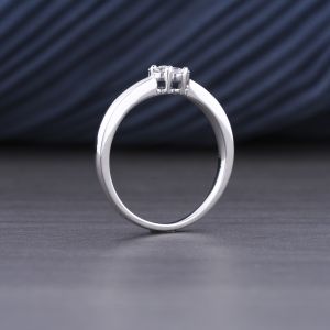 HPHT 0.084Ct Genuine Lab Grown Diamond ring in 14k White Gold DEF / VVS-VS