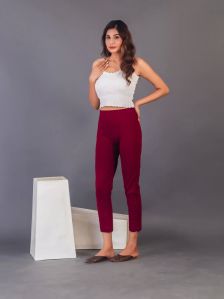 Pocket Style Maroon Straight Pant