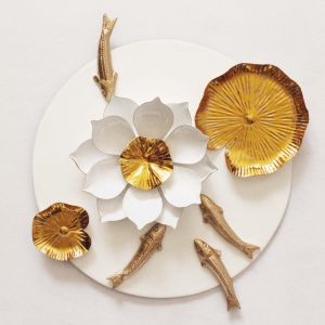 270 mm Fortune Pond With Fish And Lotus Leaf Wall Art Metal Plate