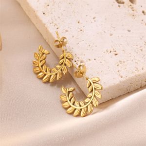 18k Gold Plated Leaf Earrings
