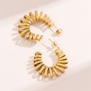 C Shape 18k Gold Plated Hoop Earrings