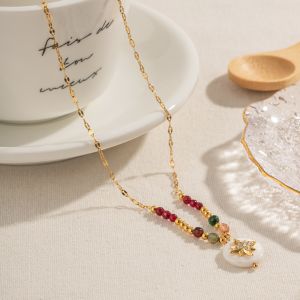 Designer Natural Stone 18k Gold Plated Necklace