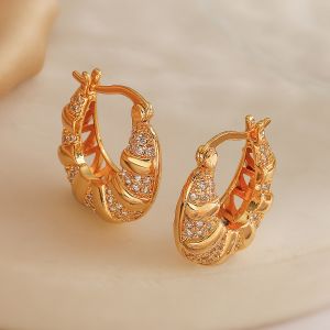 Designer Zircon 18K Gold Plated Hoop Earrings