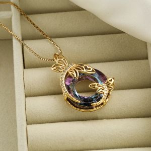 Dragonfly 18k Gold Plated Zircon Pendant Necklace