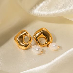Irregular Freshwater Pearl 18k Gold Plated Drop Earrings